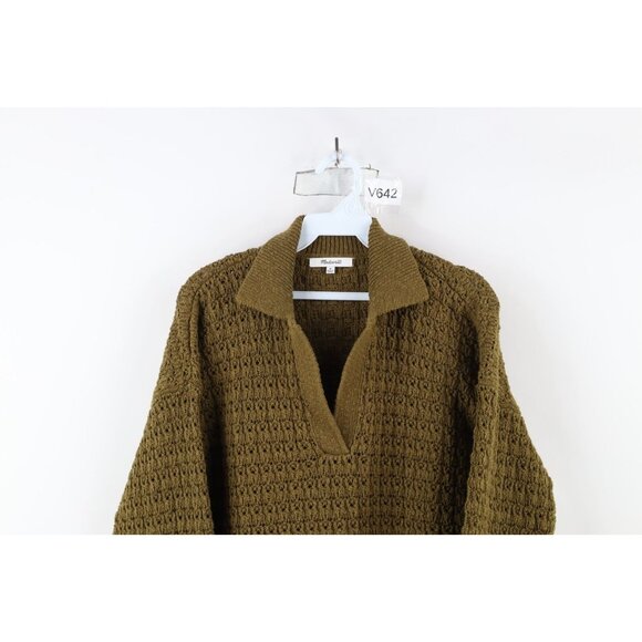 Madewell Womens M Sunbury Open Stitch Merino Wool Blend Knit Collared Sweater - Picture 2 of 9